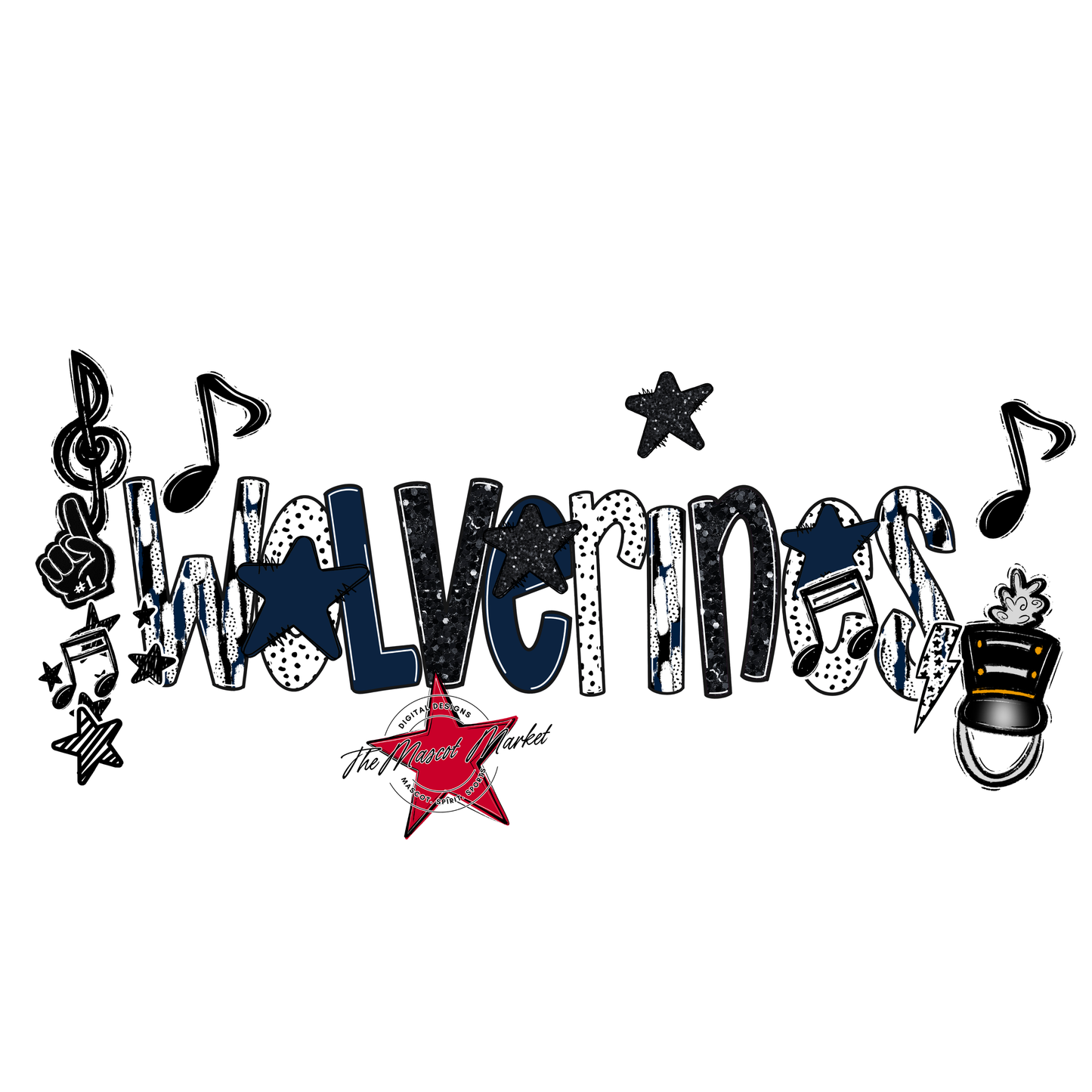 Wolverines Band Scrape-Navy