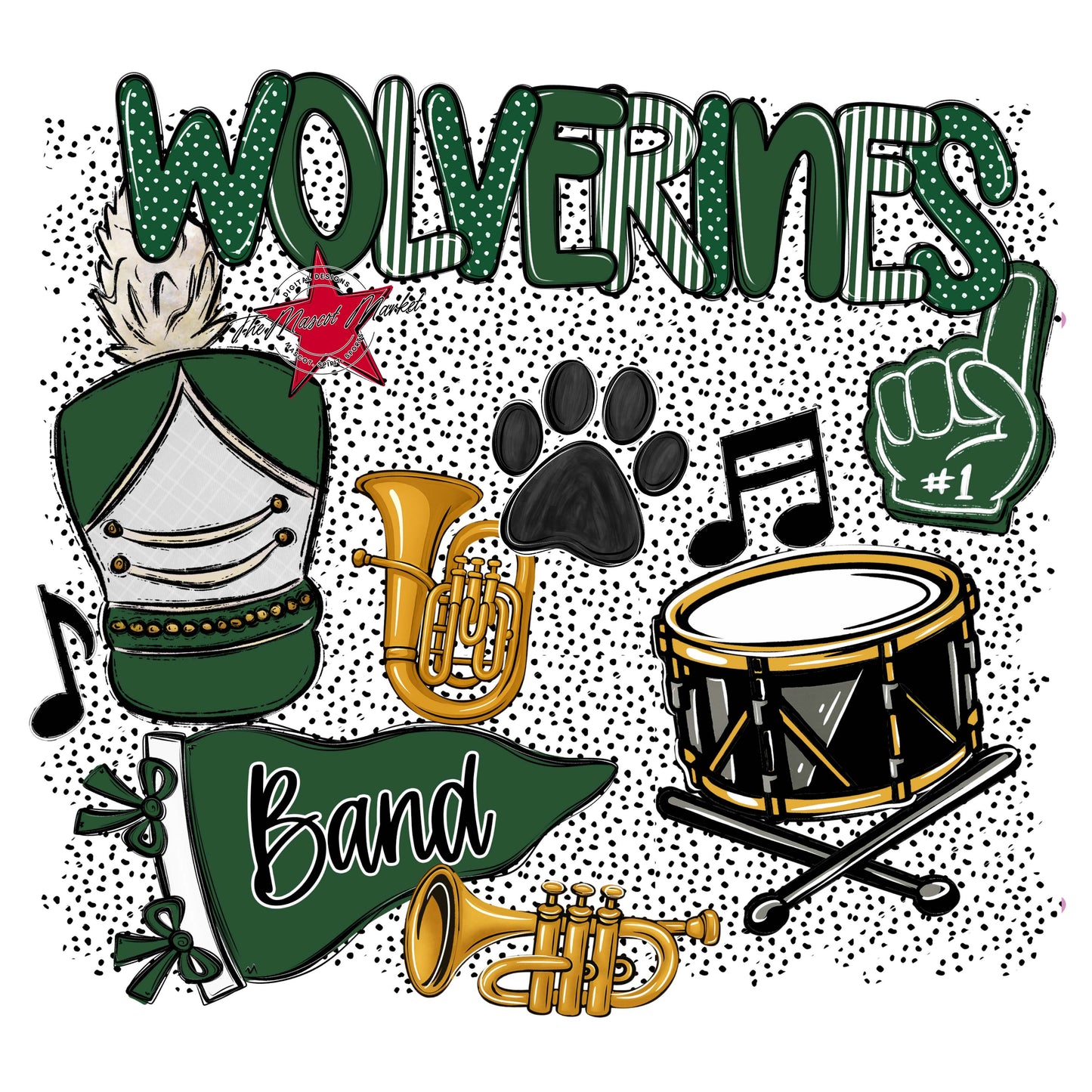 Wolverines Band Spirit-Green