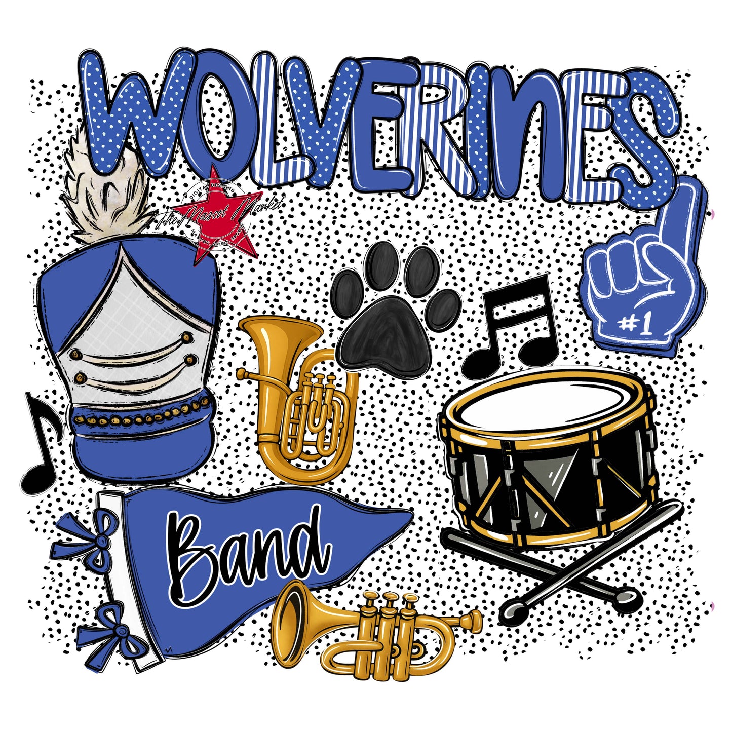 Wolverines Band Spirit-Off Blue