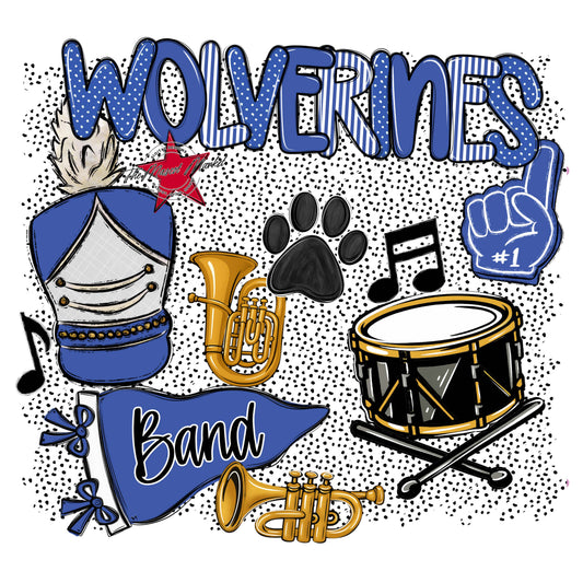 Wolverines Band Spirit-Off Blue