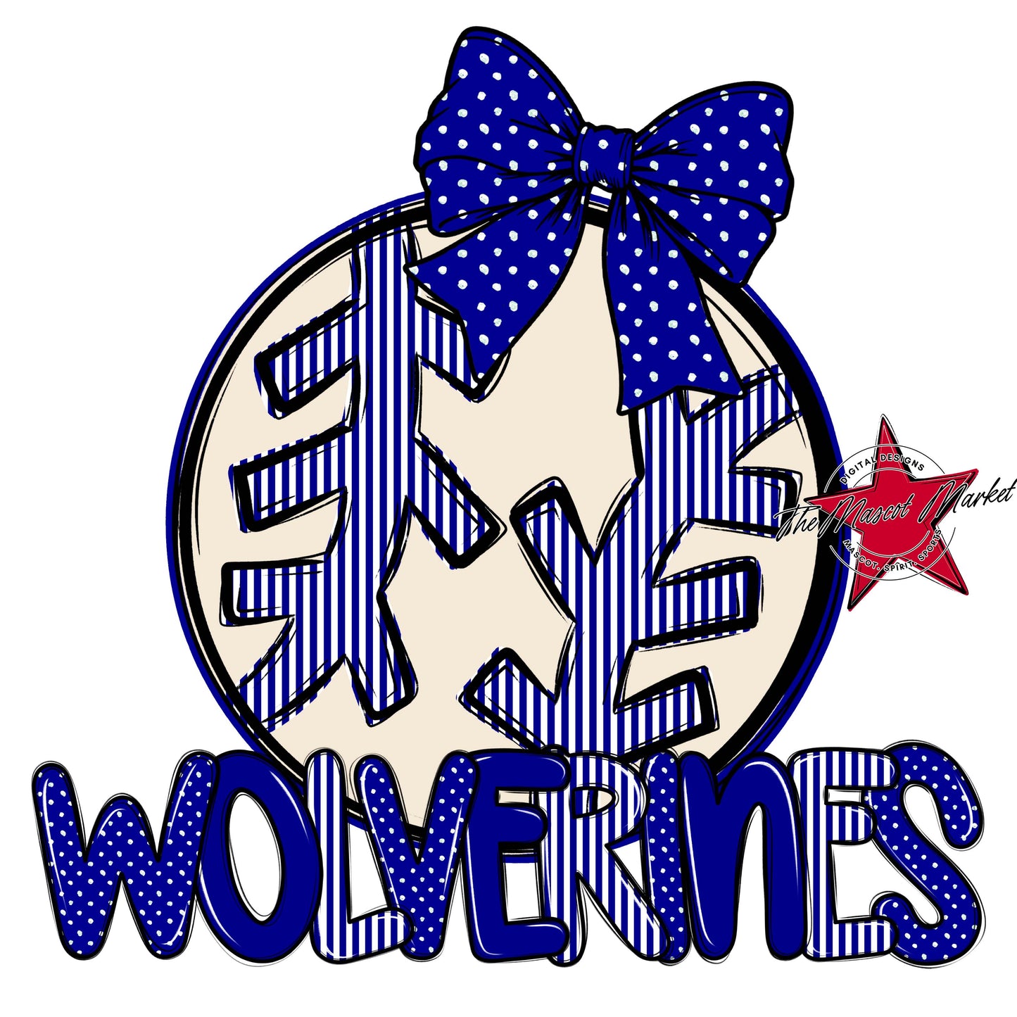 Wolverines Baseball-Softball Spirit Design-Blue