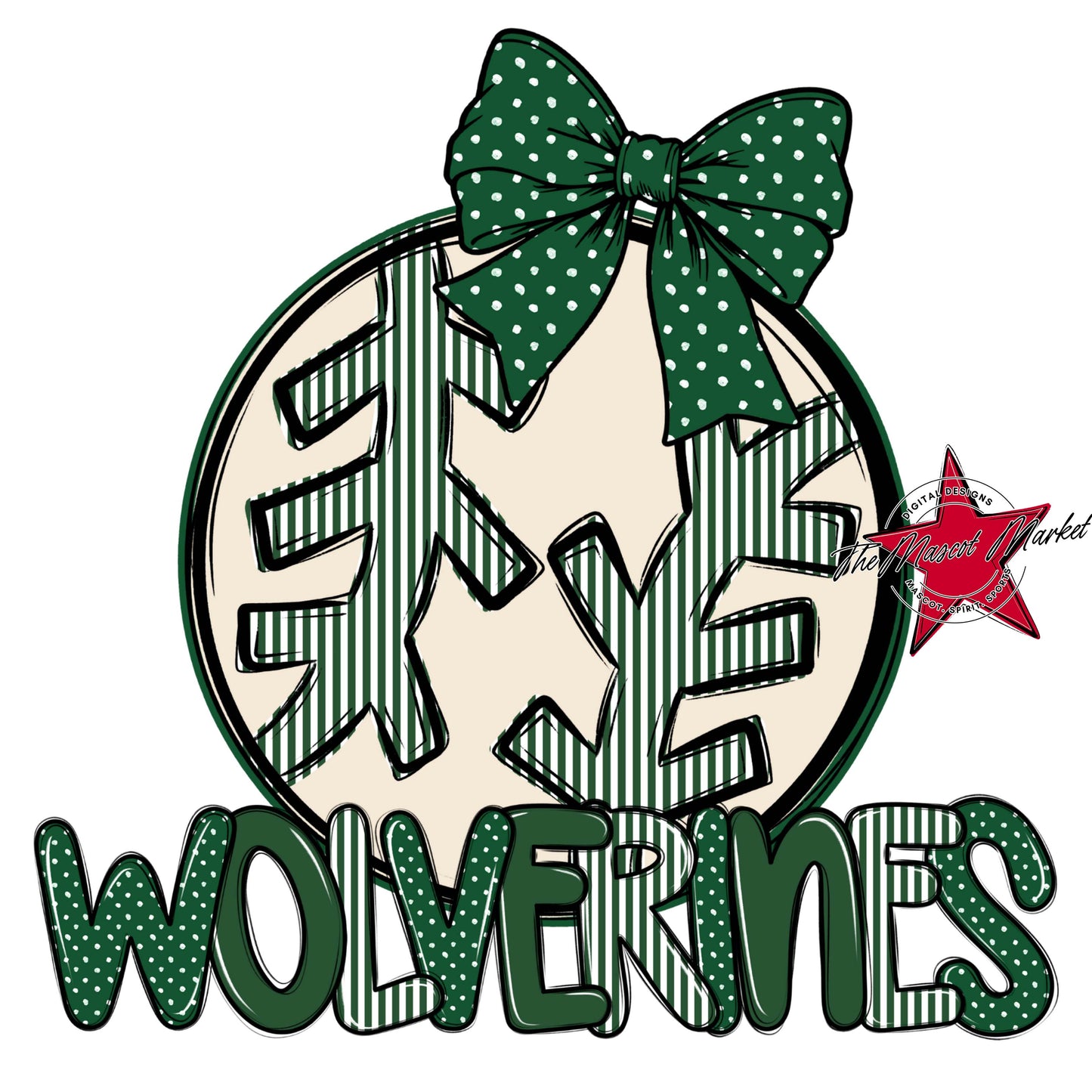 Wolverines Baseball-Softball Spirit Design-Green