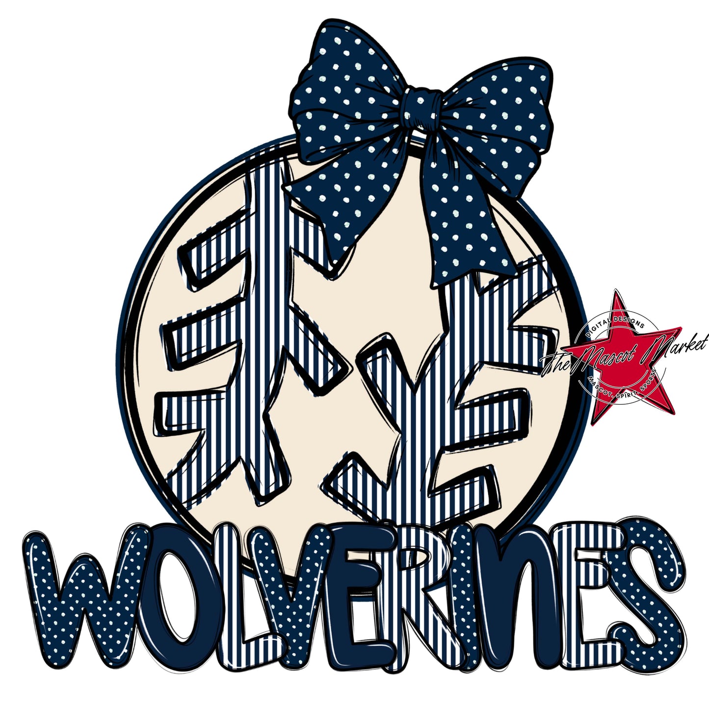 Wolverines Baseball-Softball Spirit Design-Navy