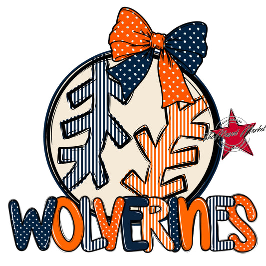 Wolverines Baseball-Softball Spirit Design-Navy & Orange