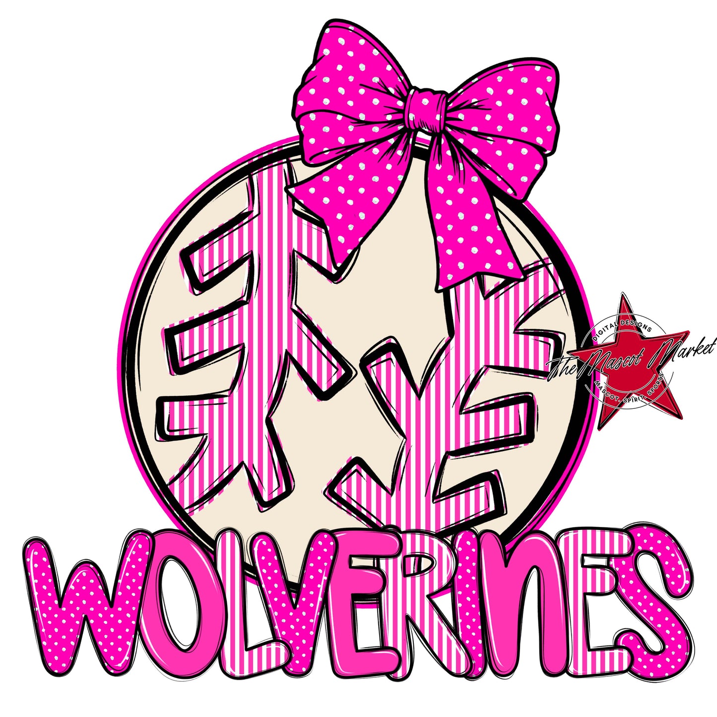 Wolverines Baseball-Softball Spirit Design-Pink