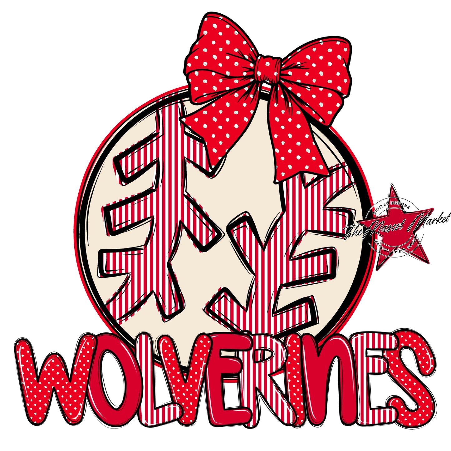 Wolverines Baseball-Softball Spirit Design-Red