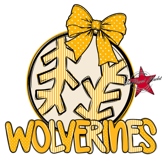 Wolverines Baseball-Softball Spirit Design-Yellow