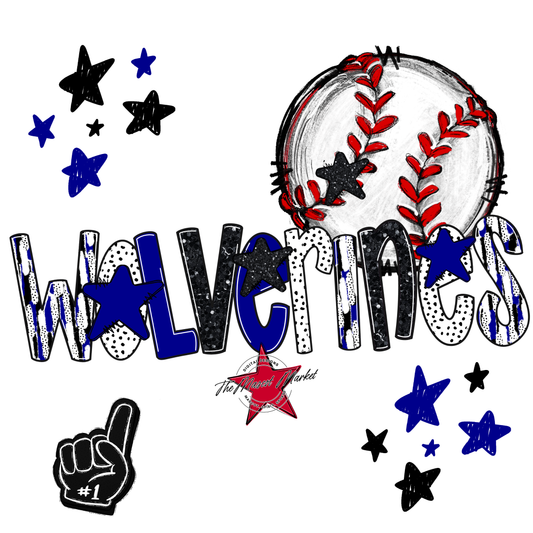 Wolverines Baseball Scrape-Blue