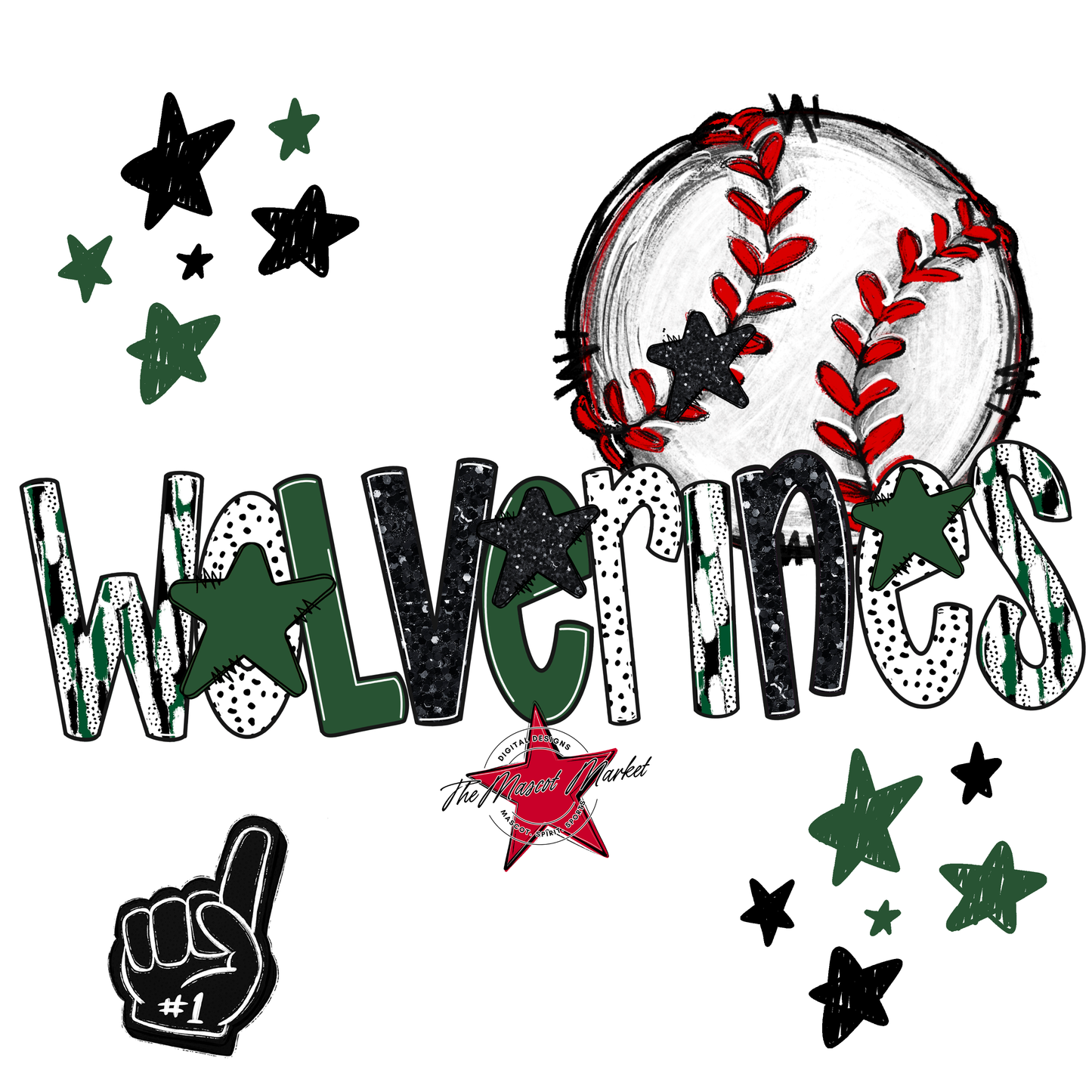 Wolverines Baseball Scrape-Green