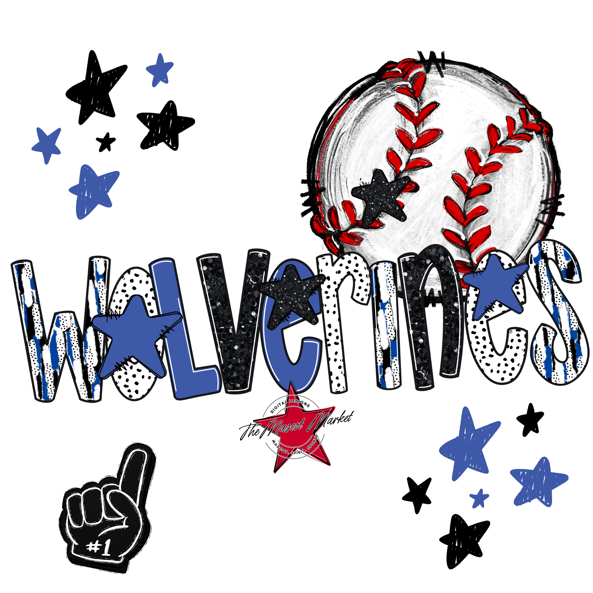 Wolverines Baseball Scrape-Off Blue