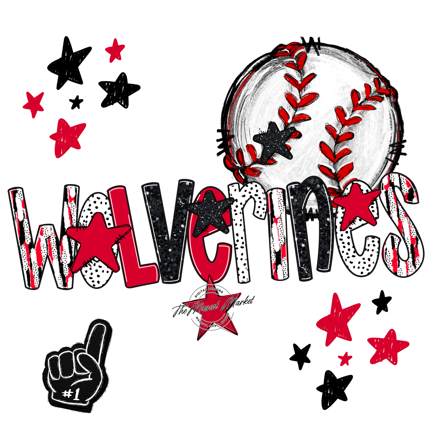 Wolverines Baseball Scrape-Red