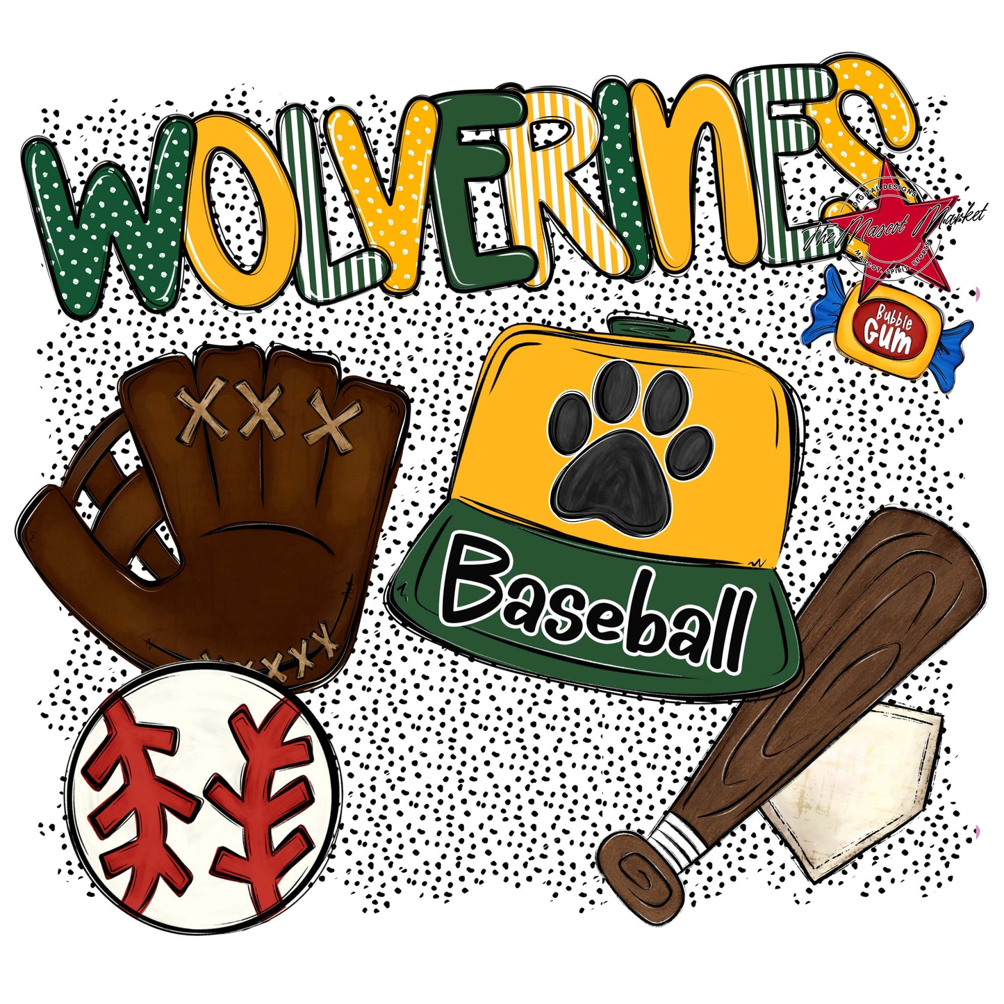 Wolverines Baseball Spirit-Green & Yellow
