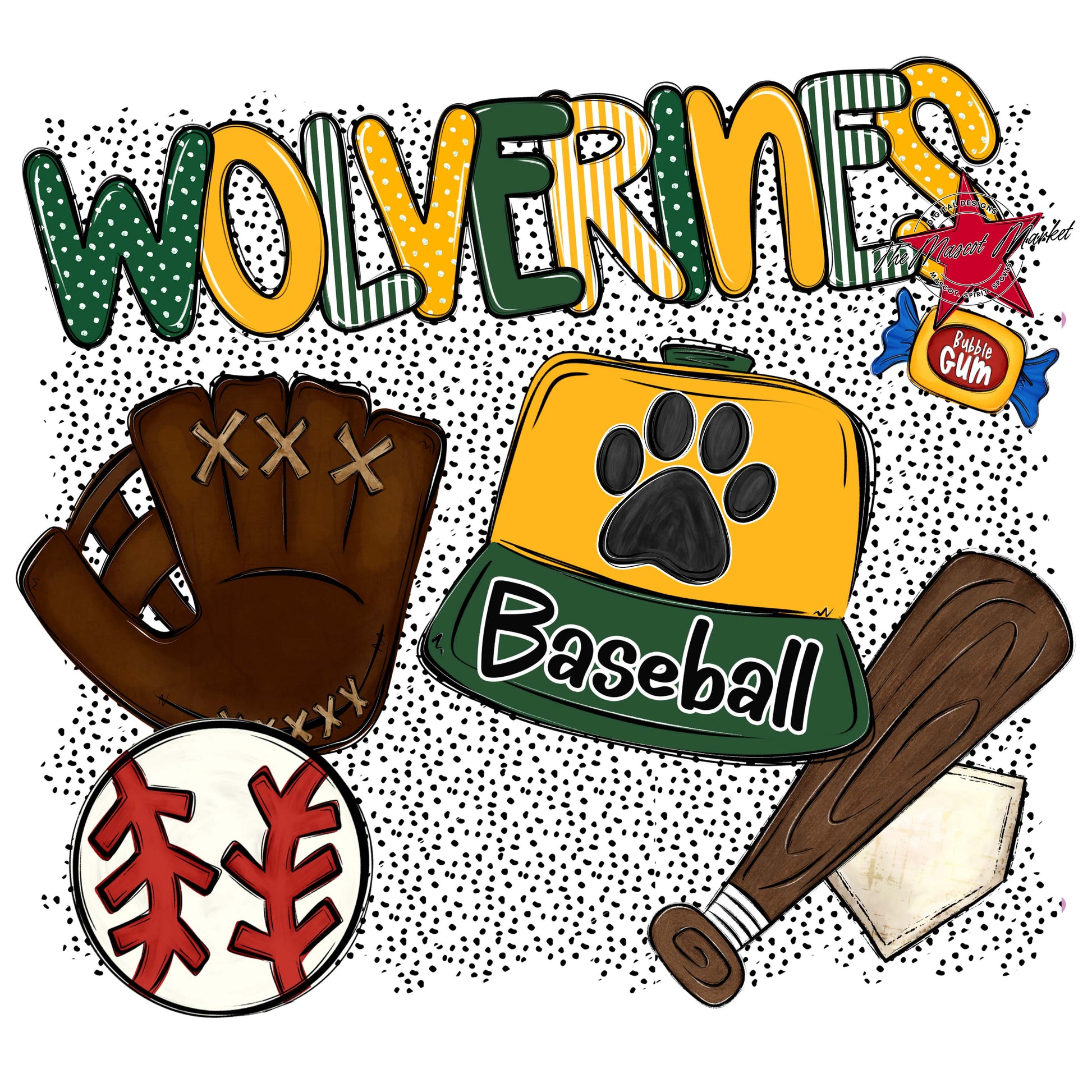 Wolverines Baseball Spirit-Green & Yellow