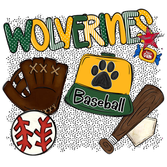 Wolverines Baseball Spirit-Green & Yellow