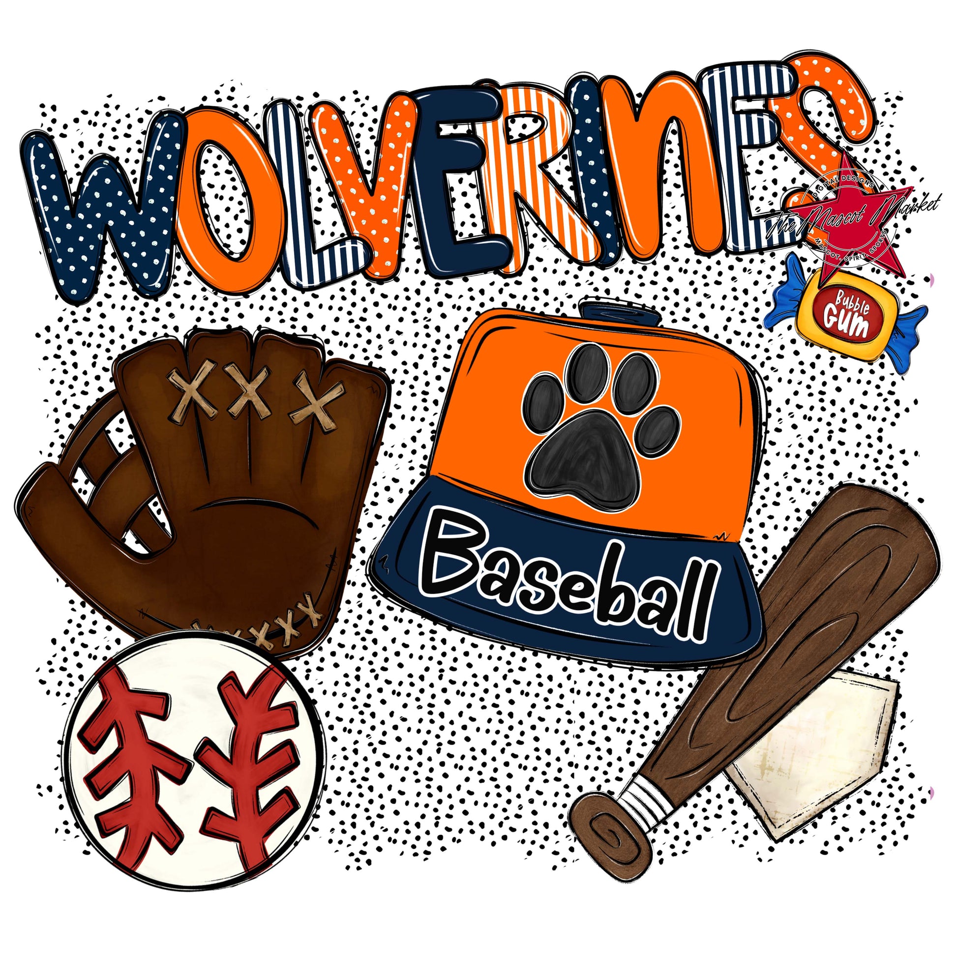 Wolverines Baseball Spirit-Navy & Orange