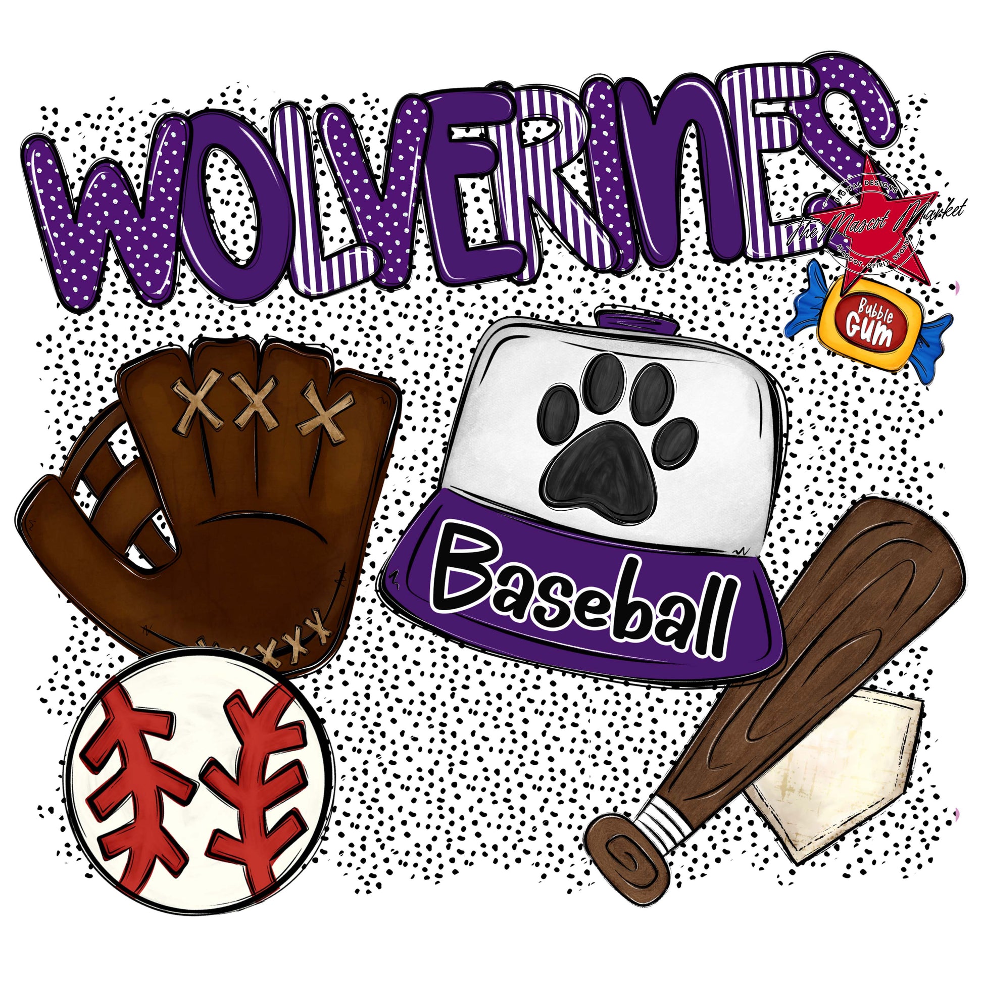 Wolverines Baseball Spirit-Purple