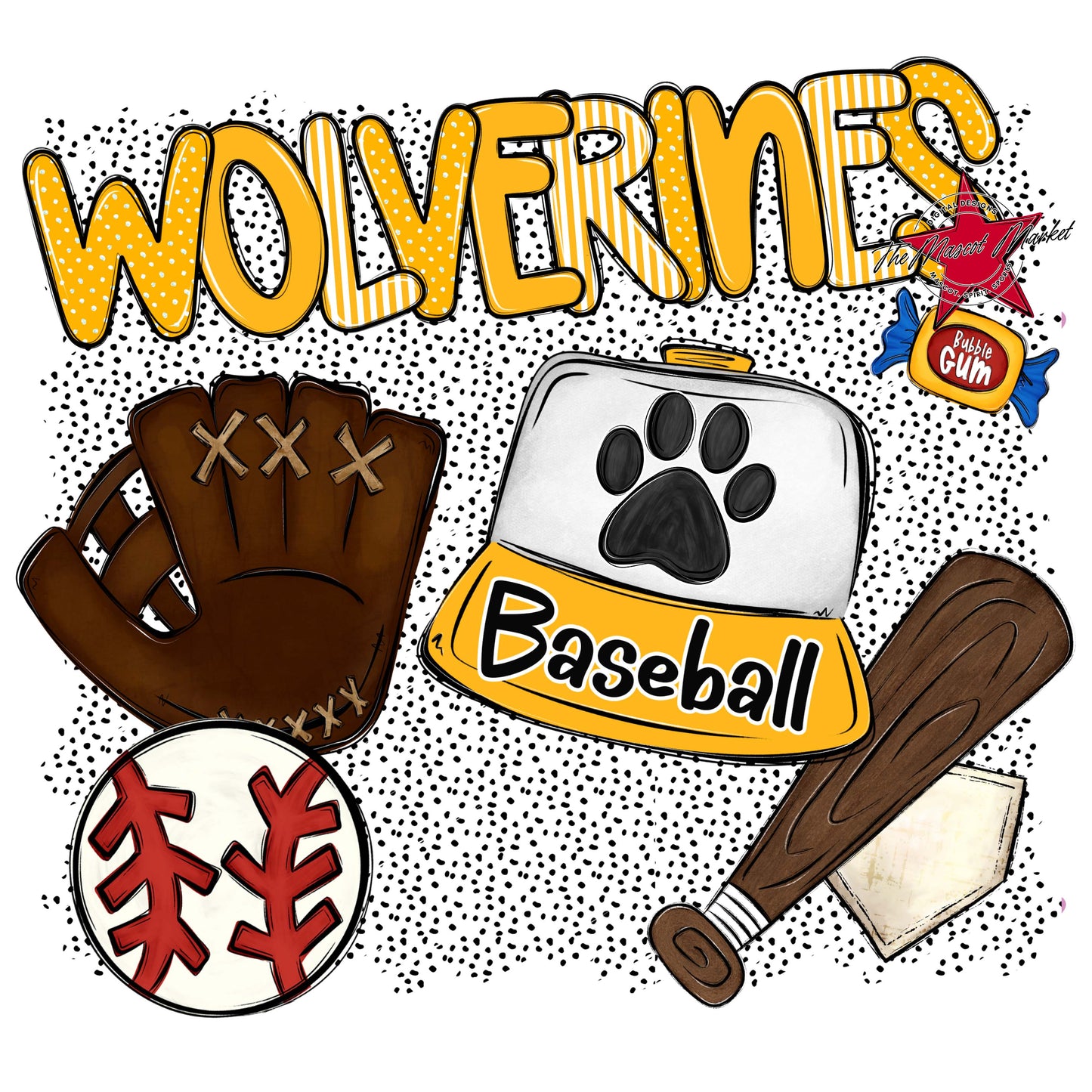 Wolverines Baseball Spirit-Yellow