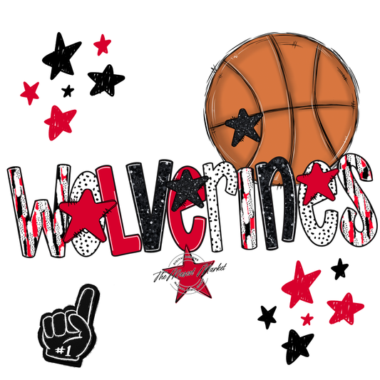 Wolverines Basketball Scrape-Red