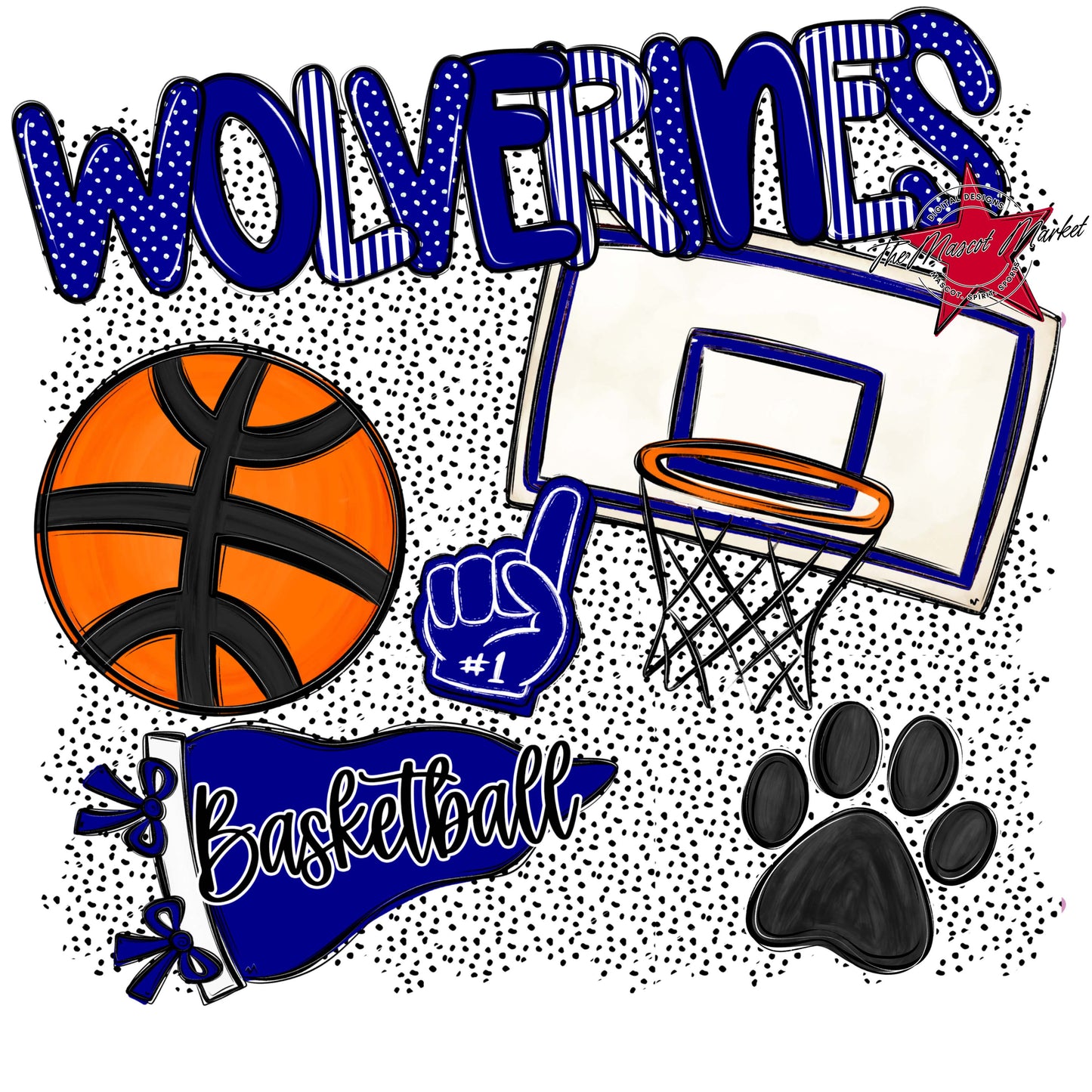 Wolverines Basketball Spirit-Blue