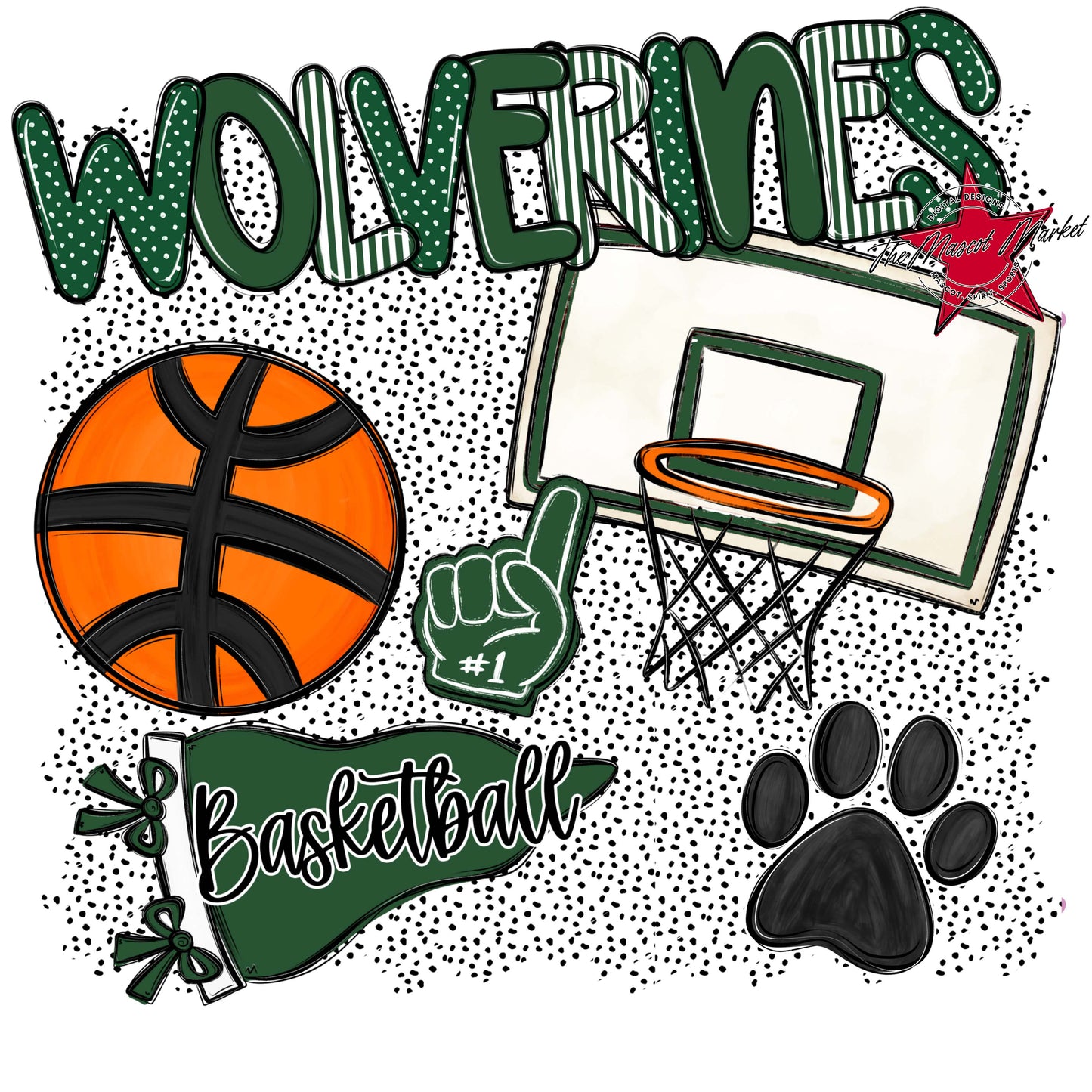 Wolverines Basketball Spirit-Green