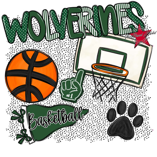 Wolverines Basketball Spirit-Green