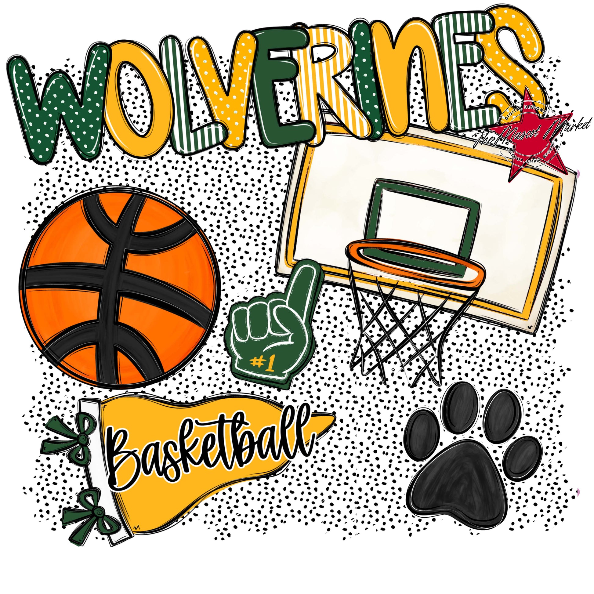Wolverines Basketball Spirit-Green & Yellow