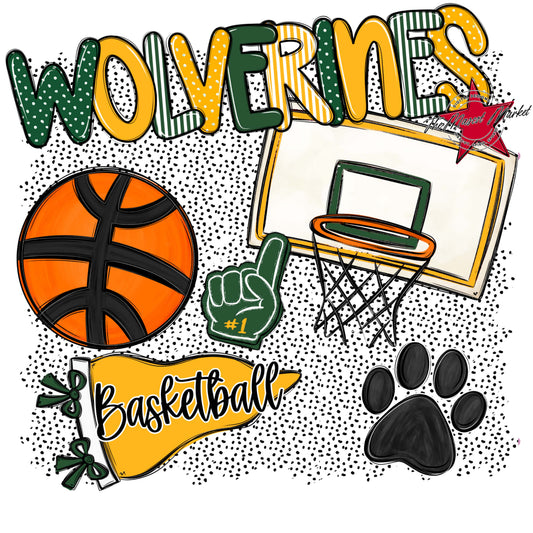 Wolverines Basketball Spirit-Green & Yellow