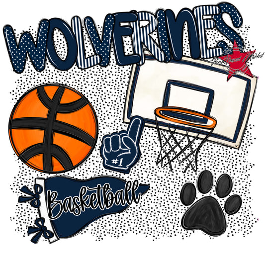 Wolverines Basketball Spirit-Navy