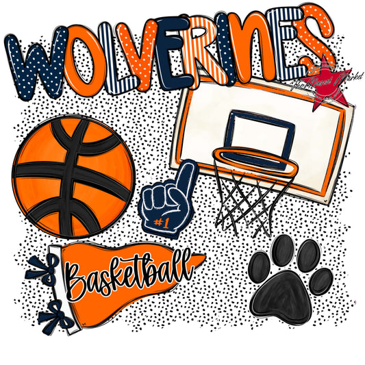 Wolverines Basketball Spirit-Navy & Orange
