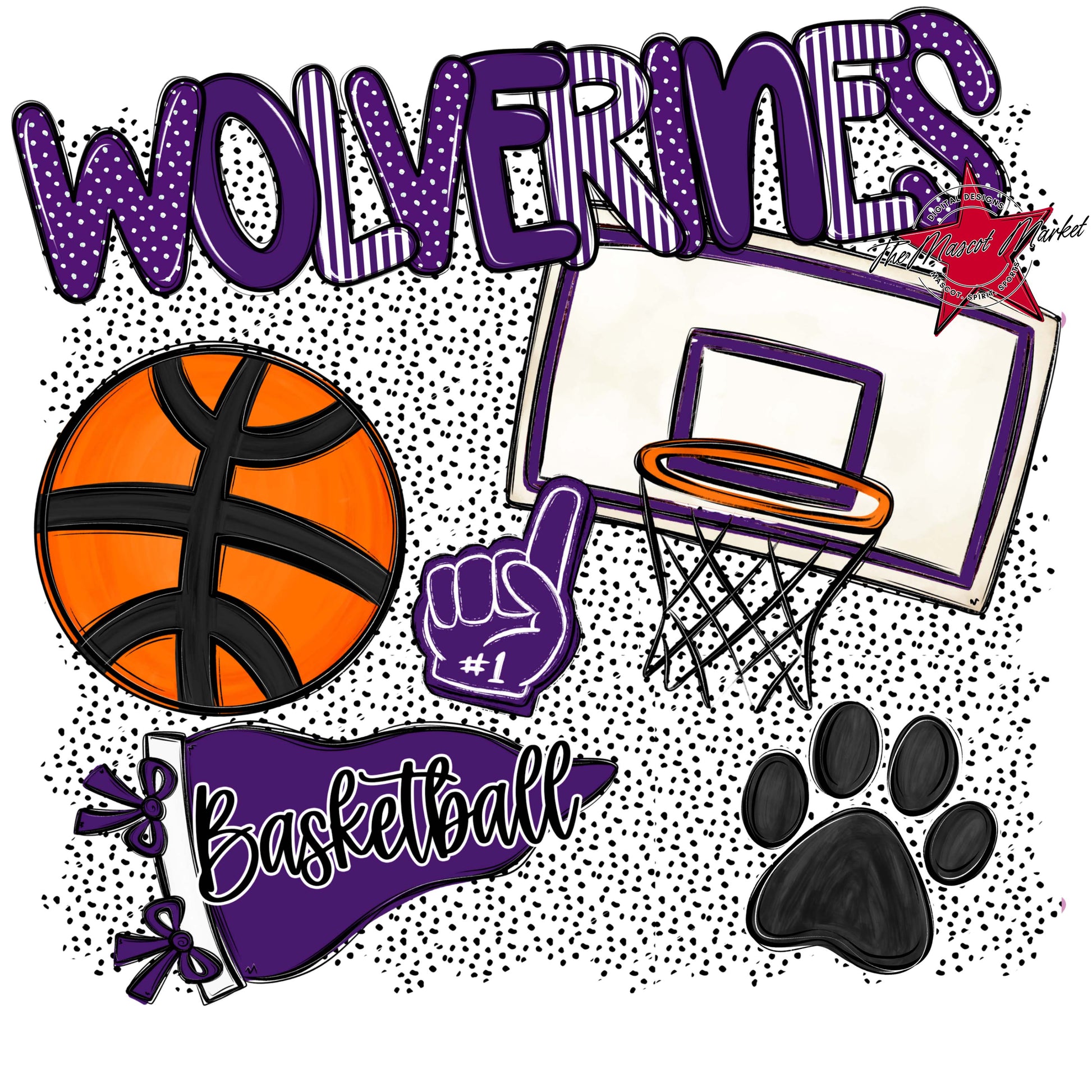 Wolverines Basketball Spirit-Purple