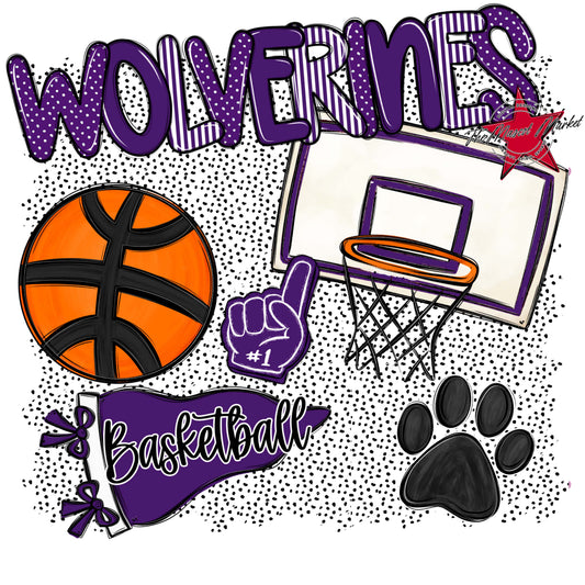 Wolverines Basketball Spirit-Purple