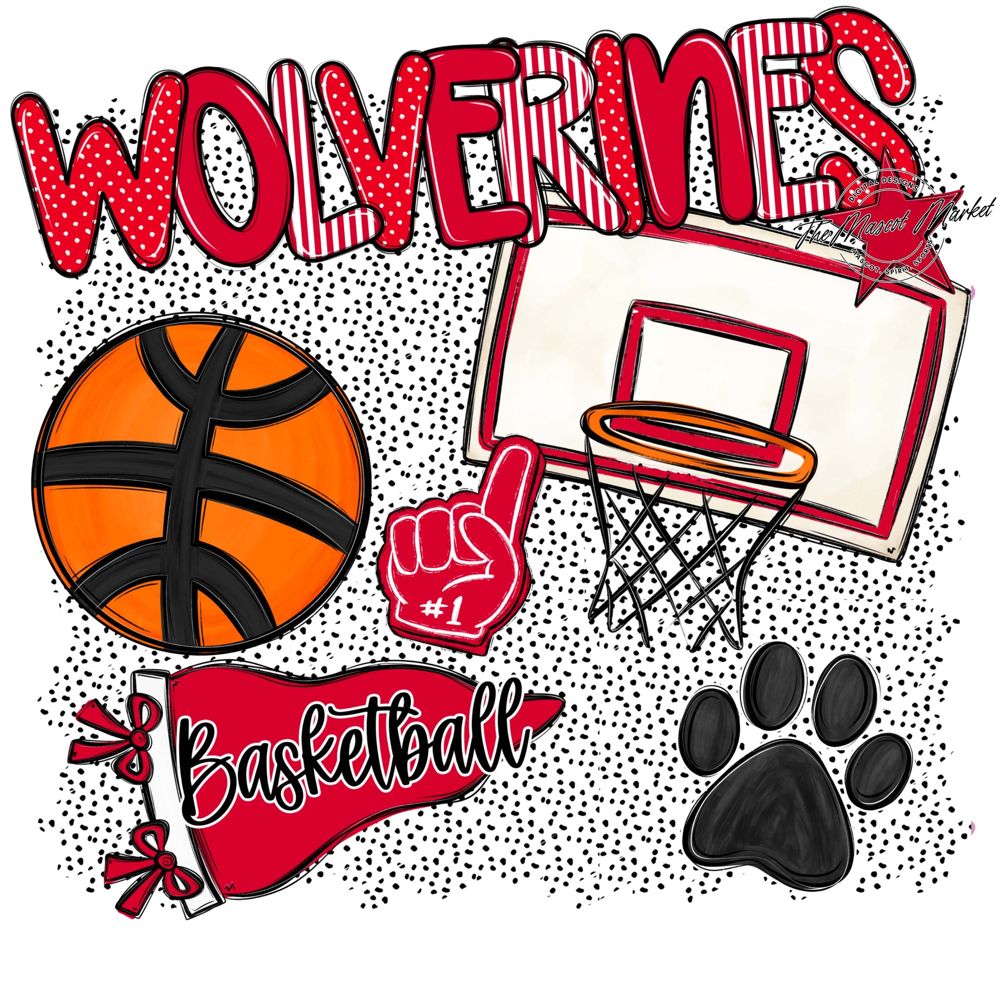 Wolverines Basketball Spirit-Red