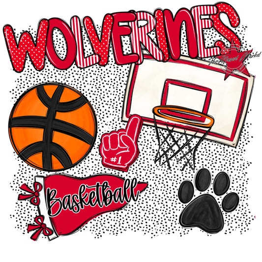 Wolverines Basketball Spirit-Red