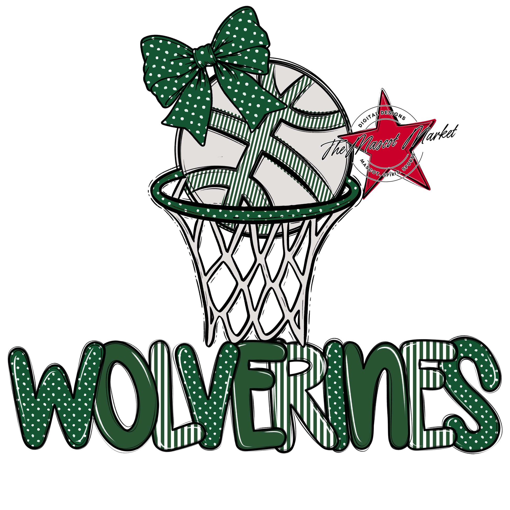 Wolverines Basketball Spirit Design-Green
