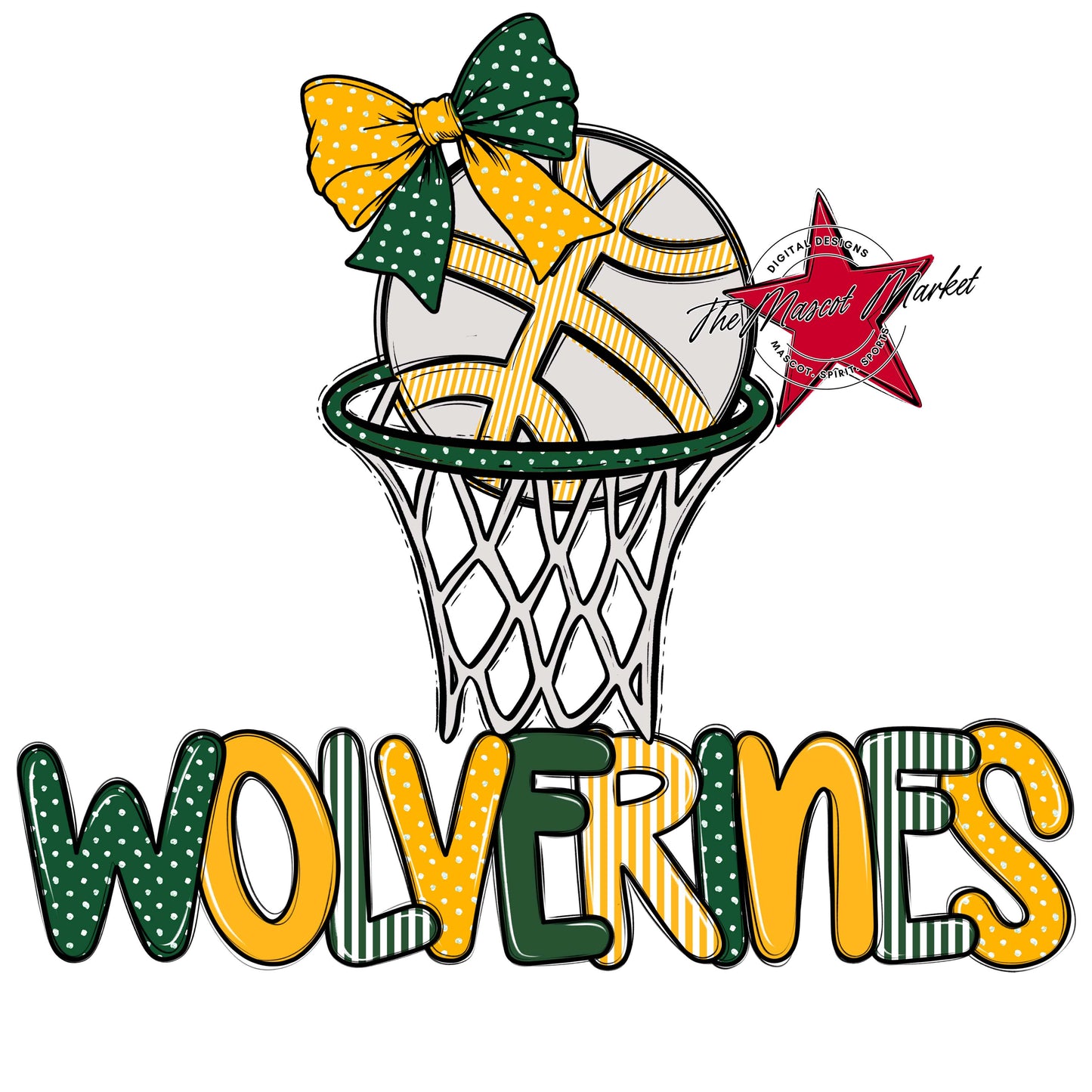 Wolverines Basketball Spirit Design-Green & Yellow
