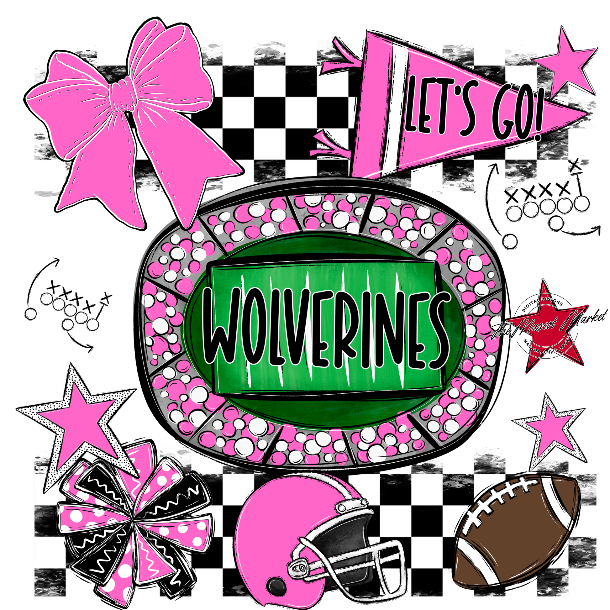 Wolverines Checkers Spirit Design-Baby Pink