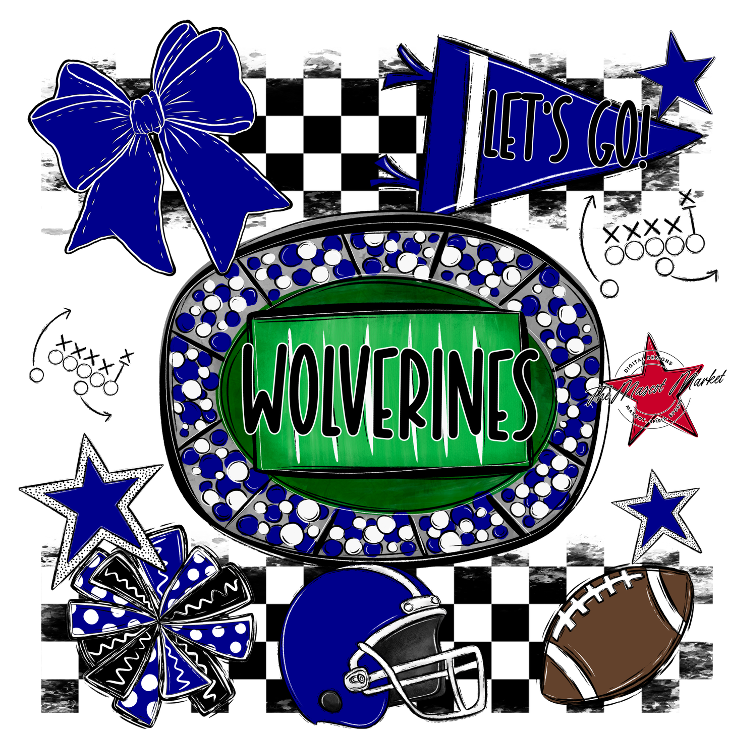 Wolverines Checkers Spirit Design-Blue