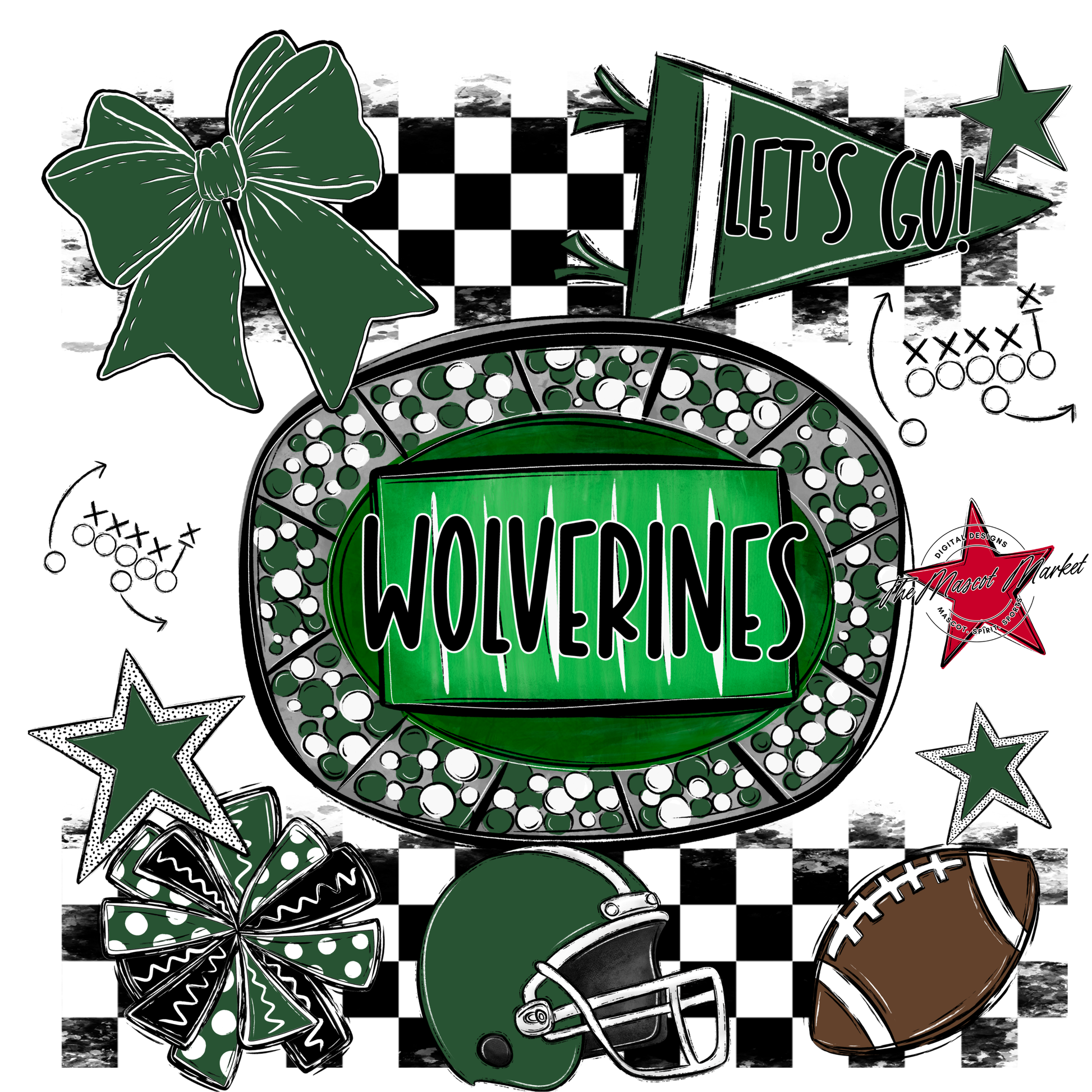 Wolverines Checkers Spirit Design-Green