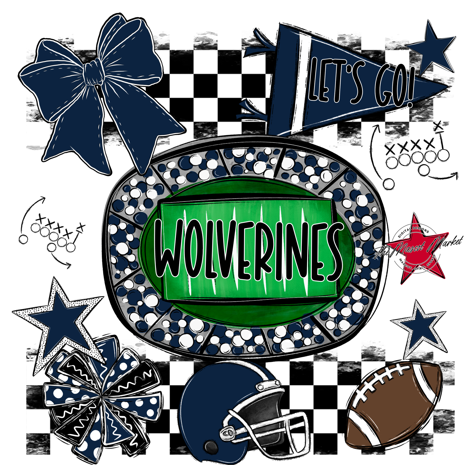 Wolverines Checkers Spirit Design-Navy