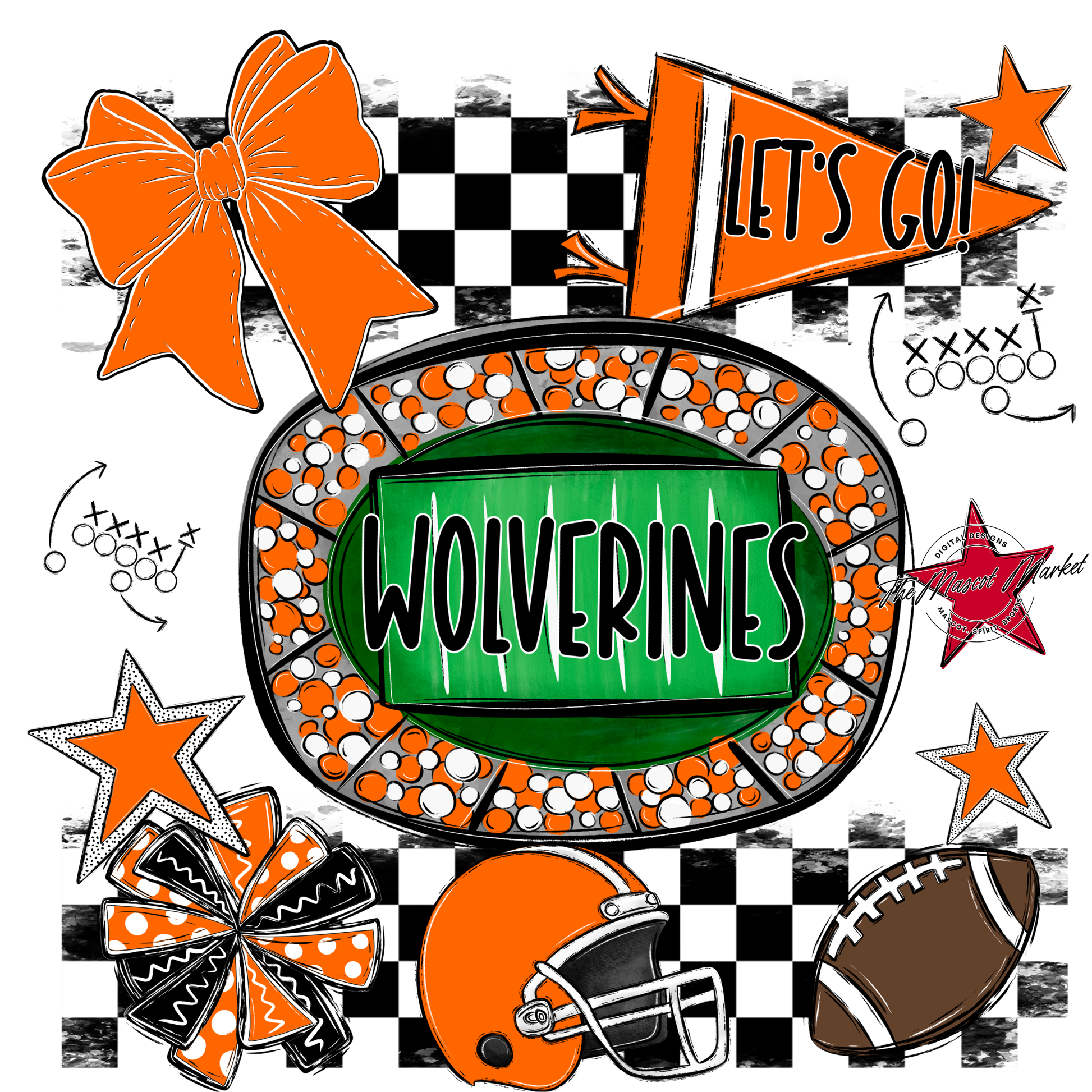 Wolverines Checkers Spirit Design-Orange