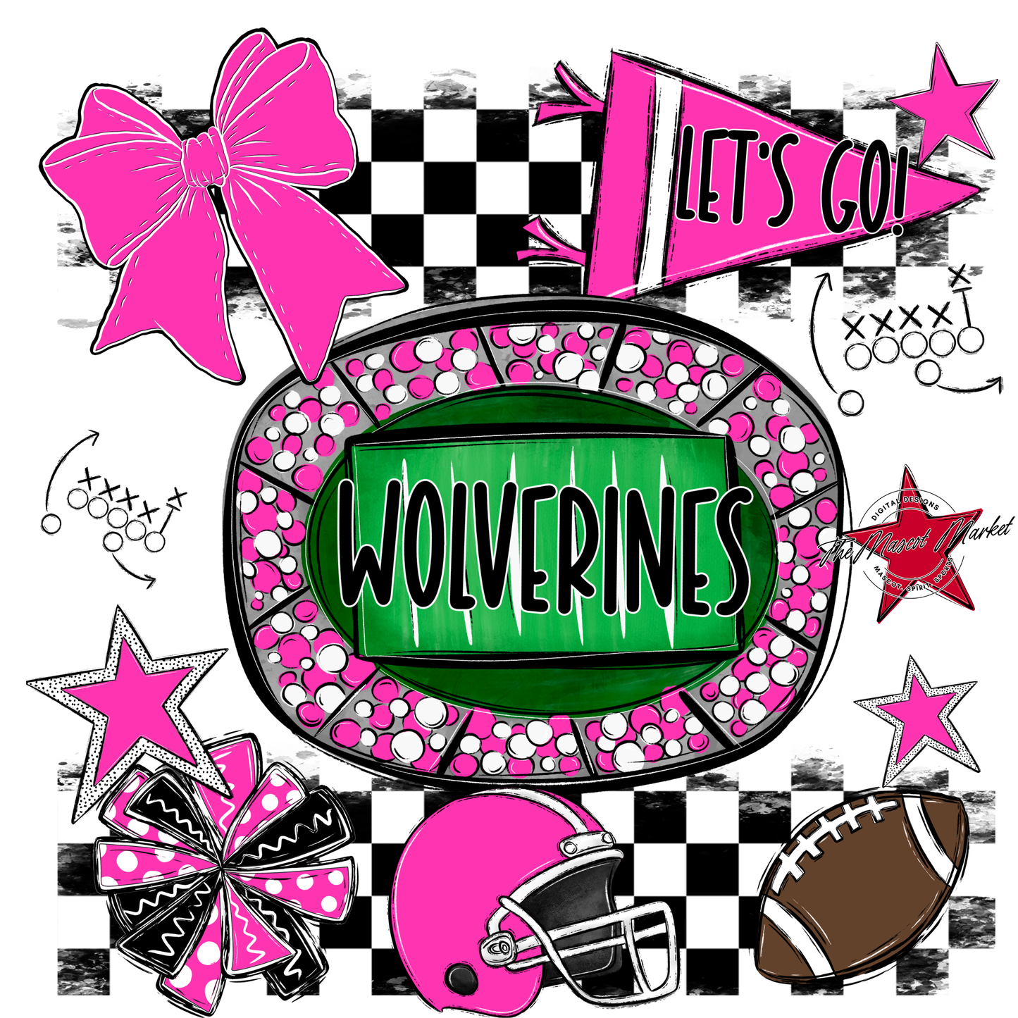 Wolverines Checkers Spirit Design-Pink