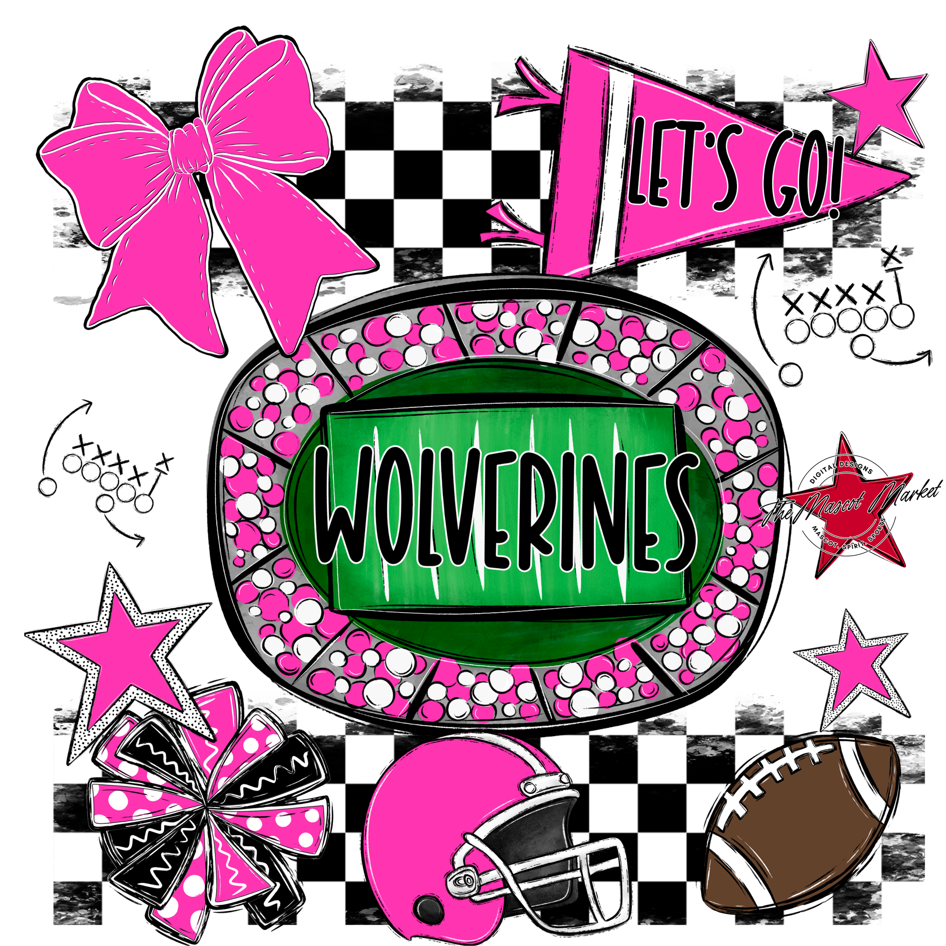 Wolverines Checkers Spirit Design-Pink