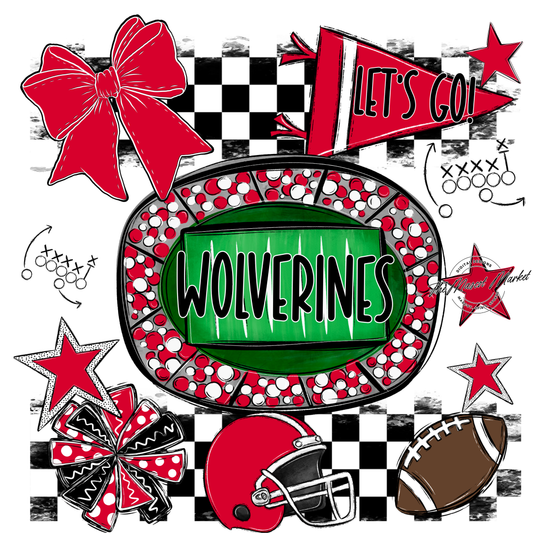 Wolverines Checkers Spirit Design-Red