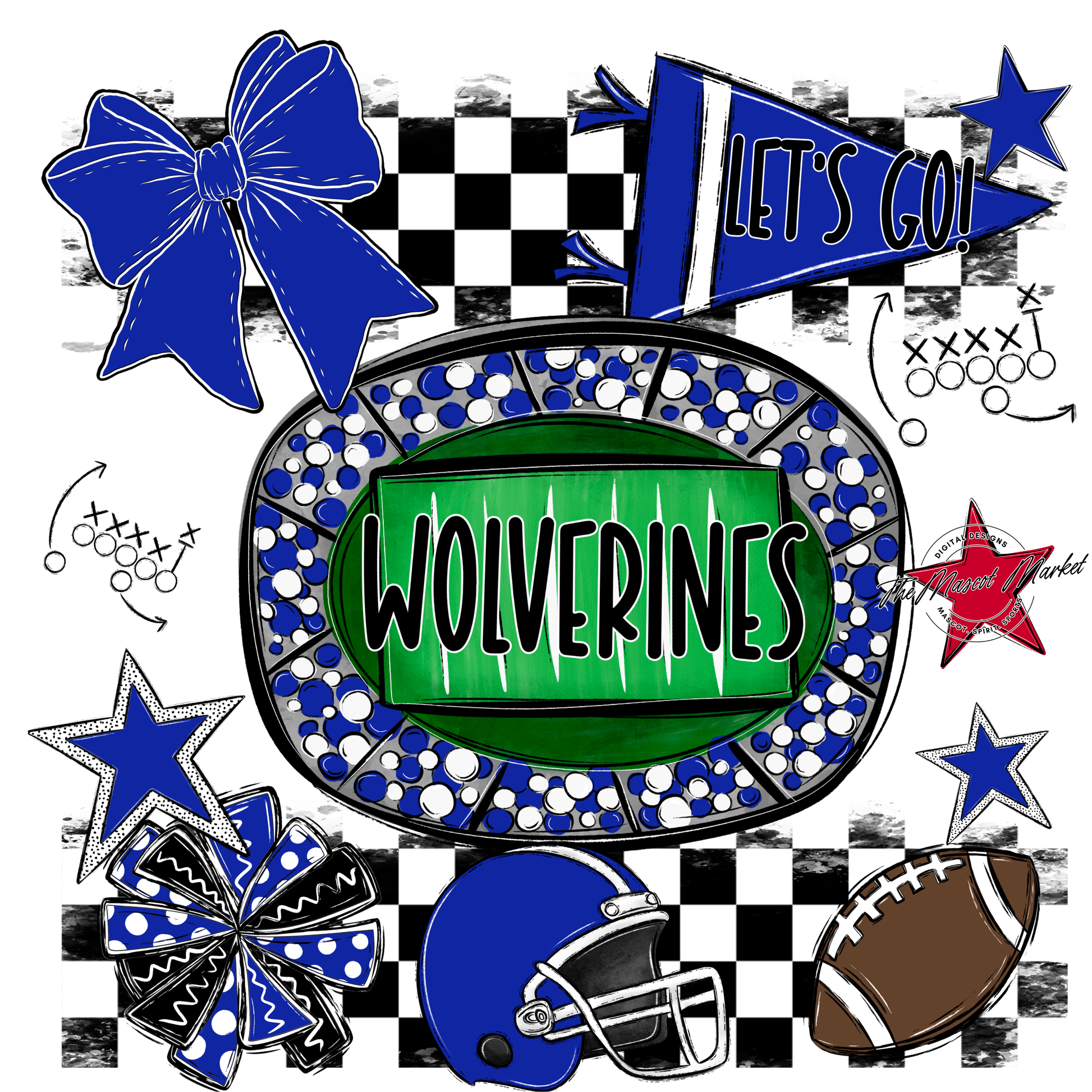 Wolverines Checkers Spirit Design-Royal Blue