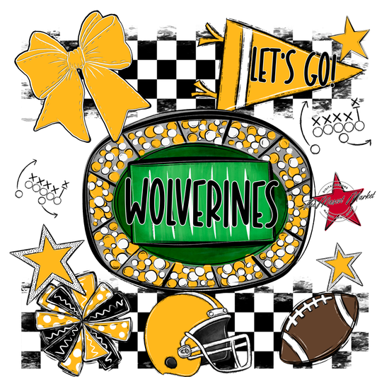 Wolverines Checkers Spirit Design-Yellow