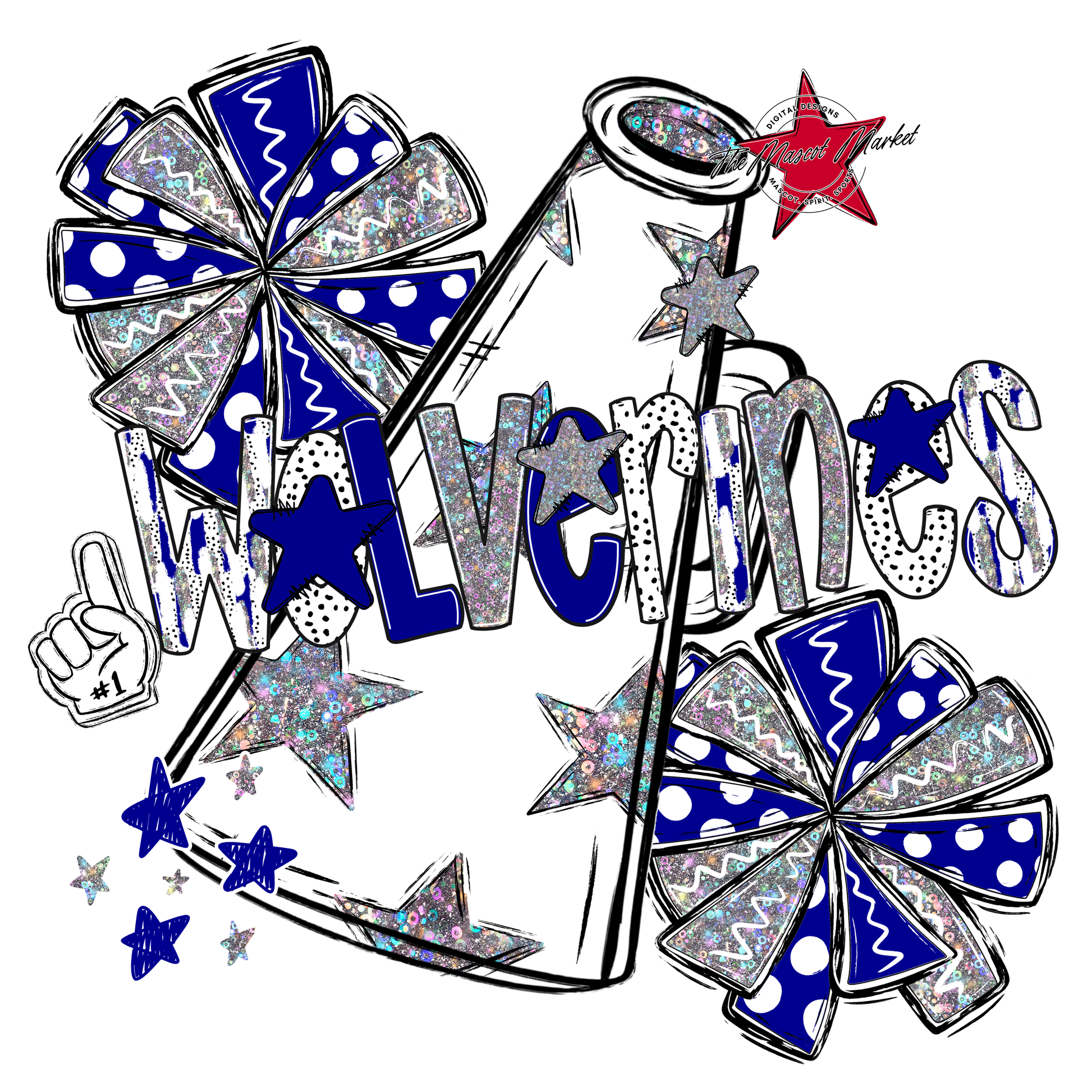 Wolverines Cheer Megaphone Scrape-Blue