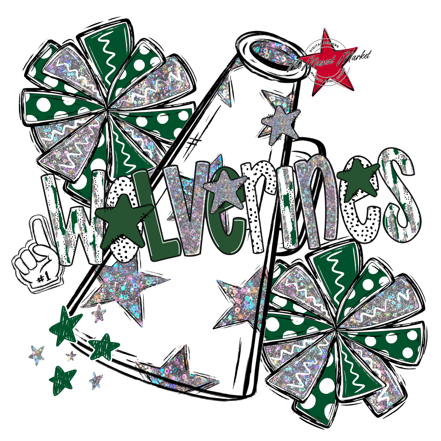 Wolverines Cheer Megaphone Scrape-Green
