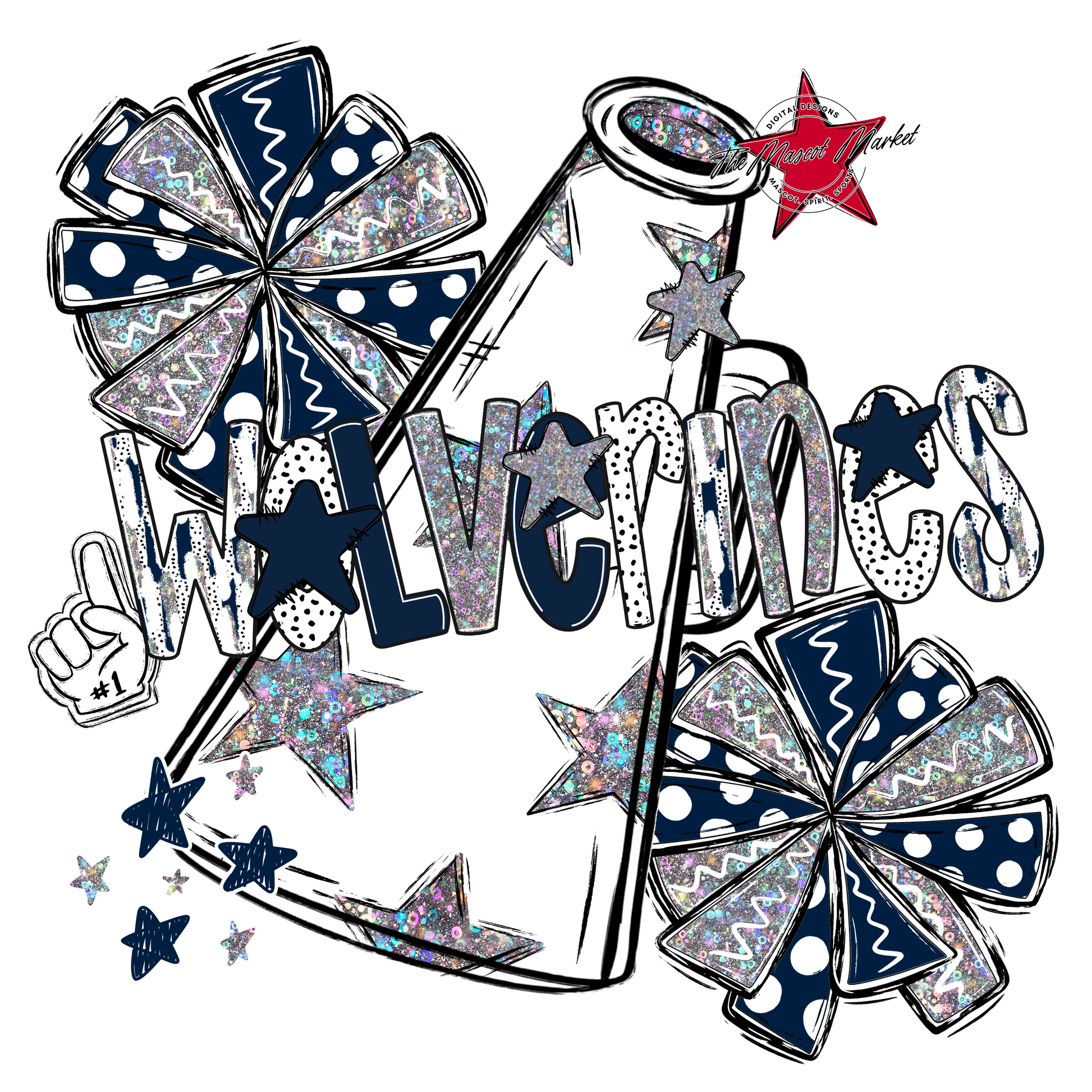 Wolverines Cheer Megaphone Scrape-Navy