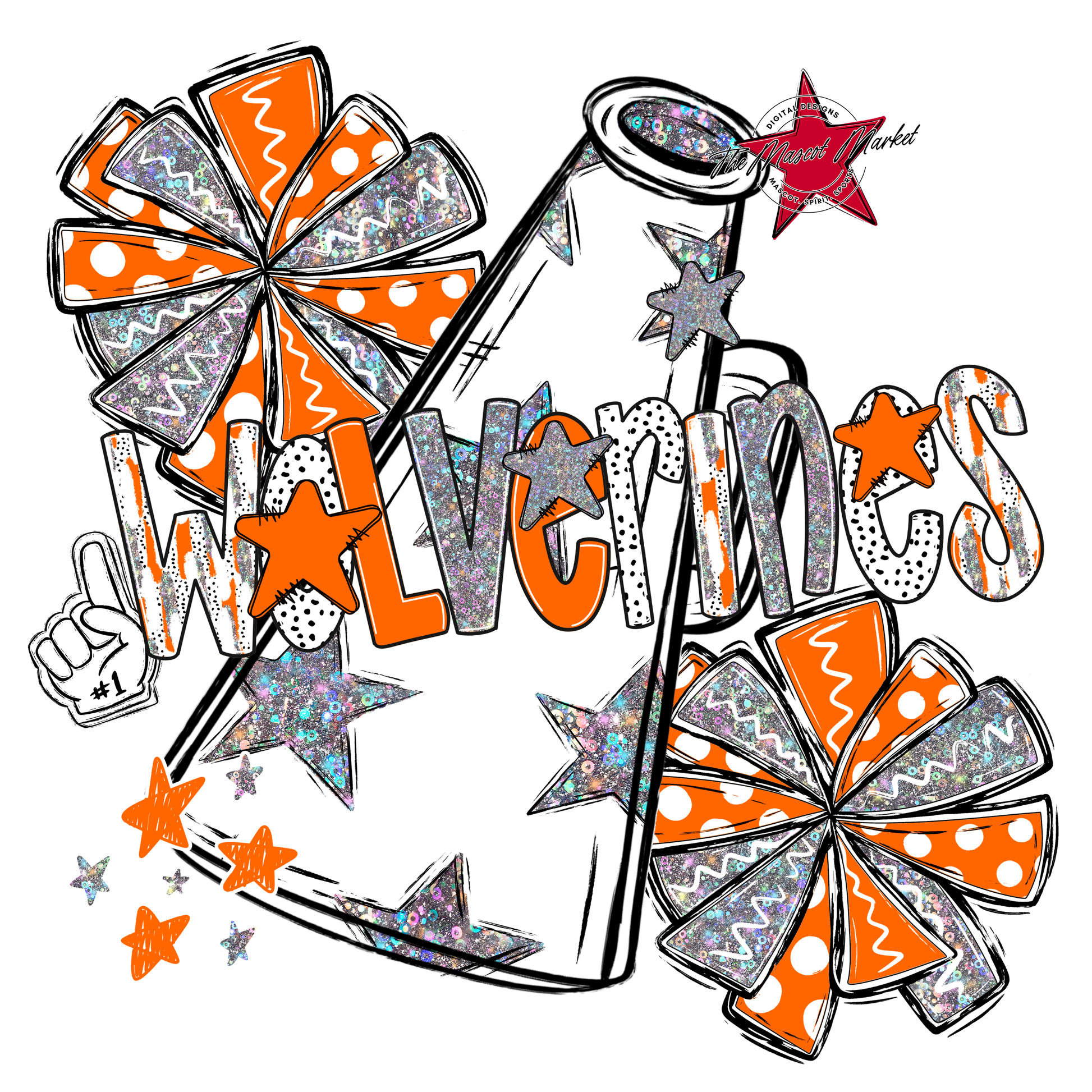 Wolverines Cheer Megaphone Scrape-Orange
