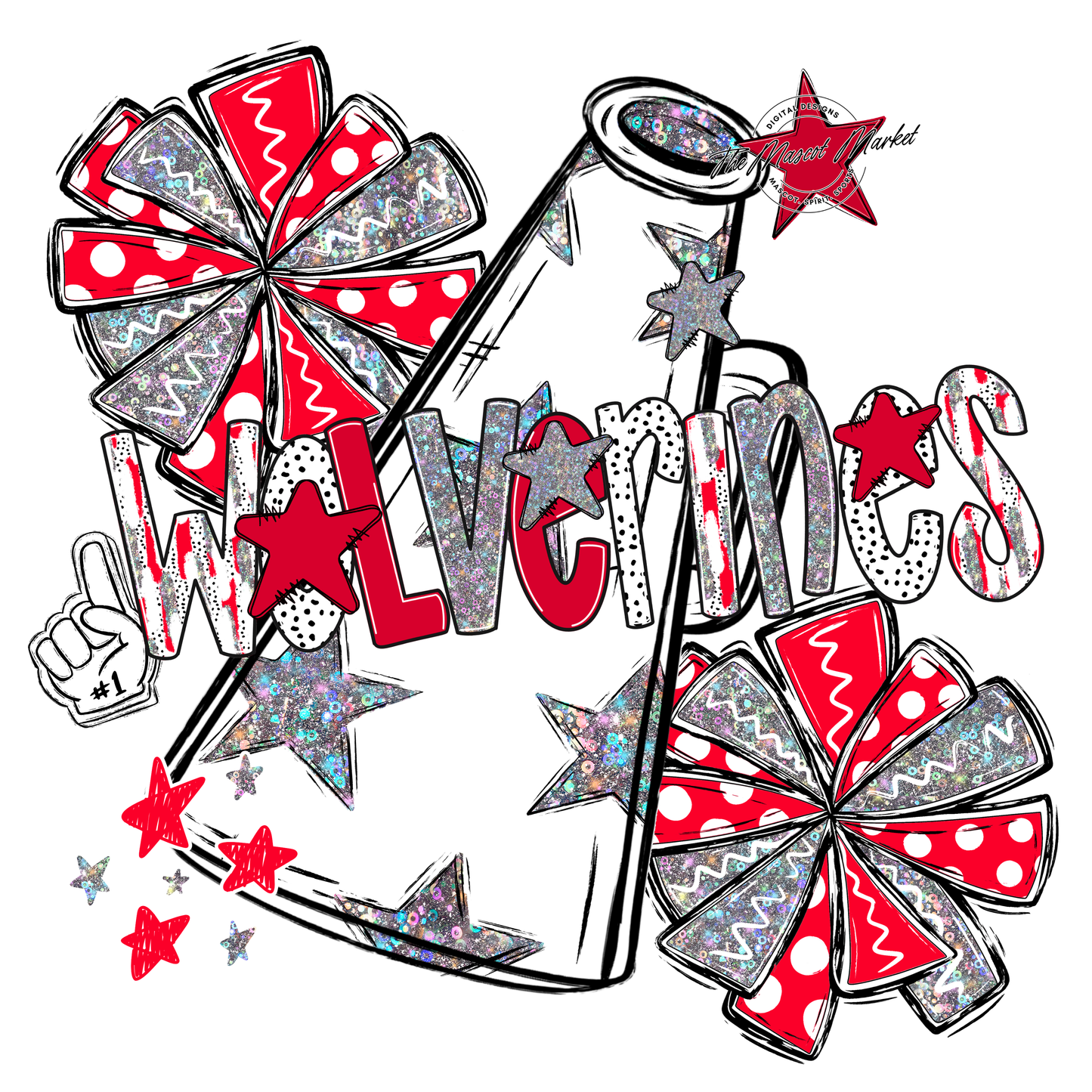 Wolverines Cheer Megaphone Scrape-Red